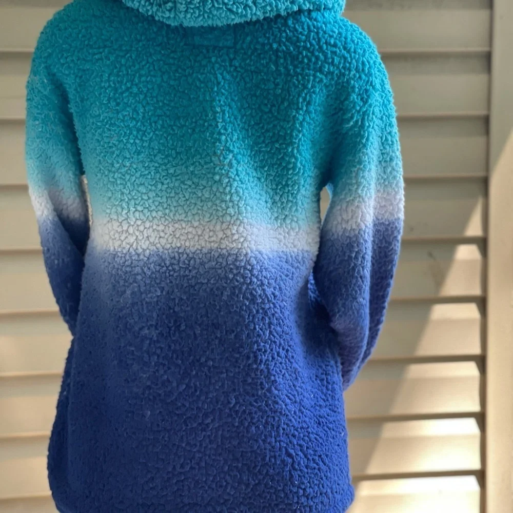 Justice girls Sherpa blue ombré hoodie sweater